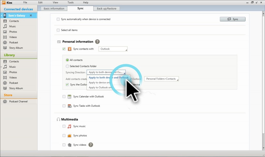 Transfer Contacts and Calendars with Samsung Kies