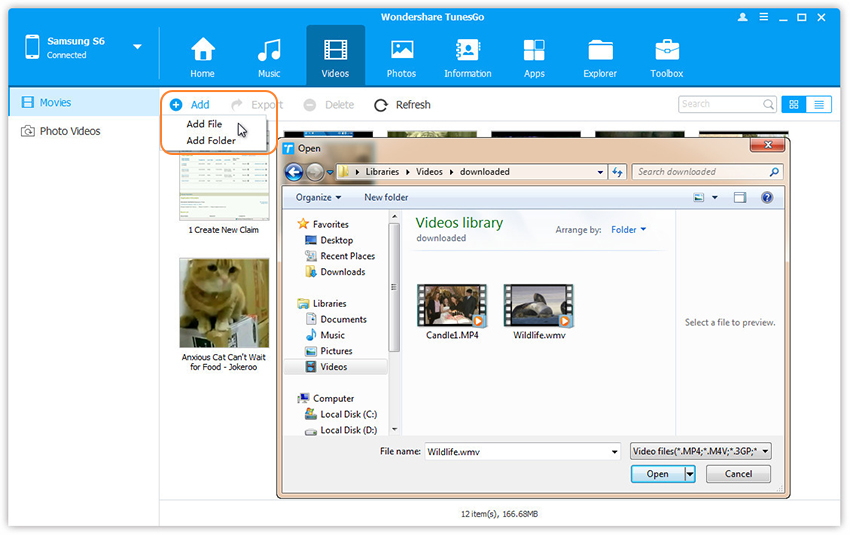 add videos from Mac to Samsung Galaxy S7,S6