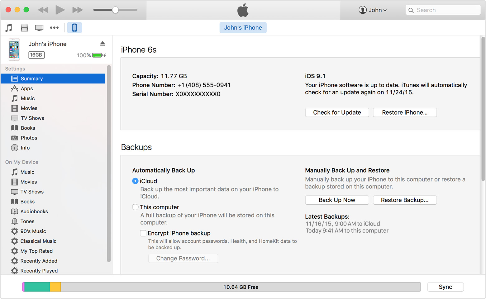 backup iphone data by iTunes