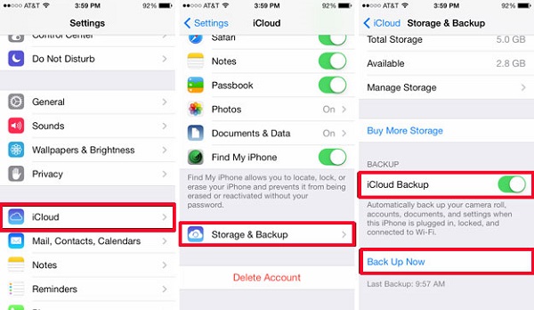 backup iPhone whatsapp messages via icloud