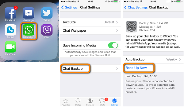 backup and restore iPhone whatsapp messages by iCloud