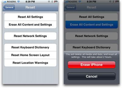 Erase Personal Data and Settings on iPhone