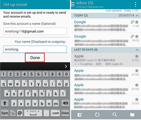 gmail setting on android phone
