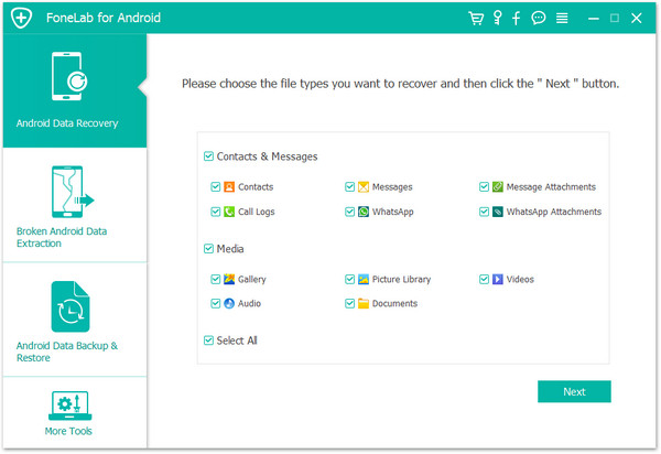 select file type to recover