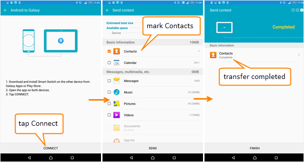 smart switch transfer samsung contacts to samsung s8