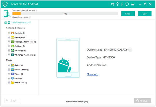 start-scan your samsung lost data