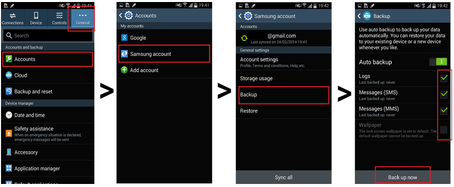 backup data from samsung with Samsung Account