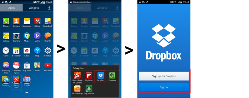use Dropbox to backup your samsung files