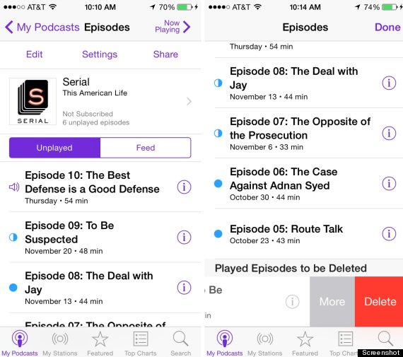 Remove old podcasts and videos on iPhone