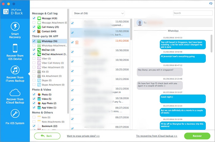 Recover WhatsApp Messages from iTunes backup