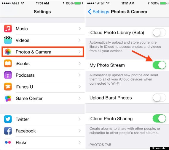 Stop using Photo Stream on iPhone