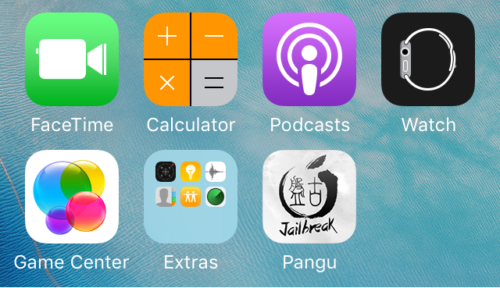 Pangu Home Screen on jailbroken iPhone