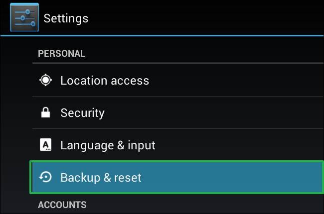 Reset Android phone to Factory Settings