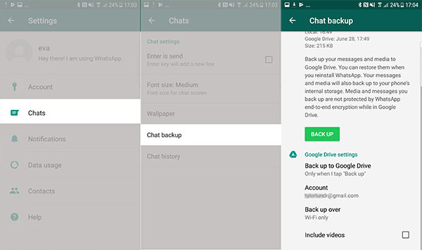 backup WhatsApp to google drive