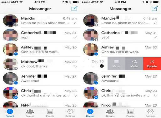 delete facebook messages on iPhone