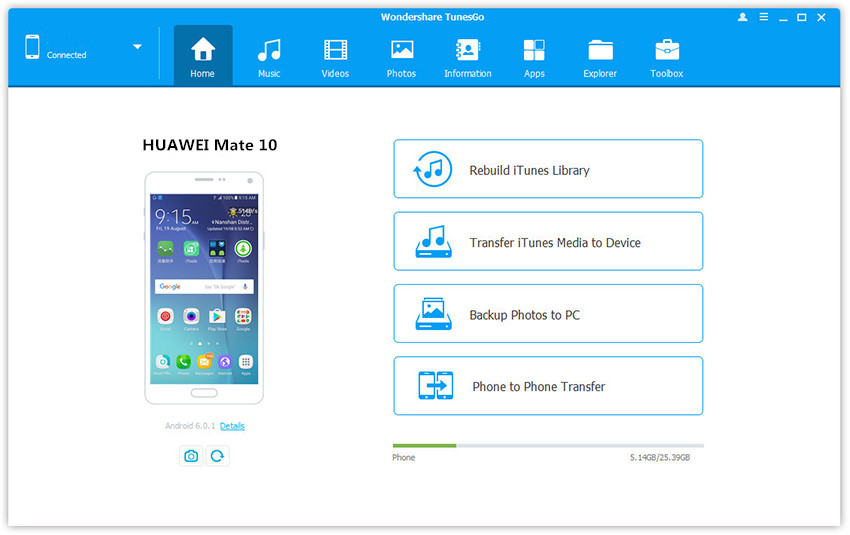 itunes to huawei mate 10 transfer