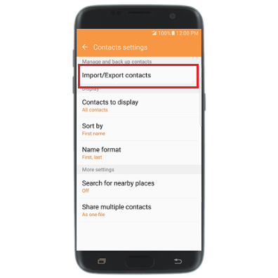 Import contacts to Samsung Galaxy S7 edge