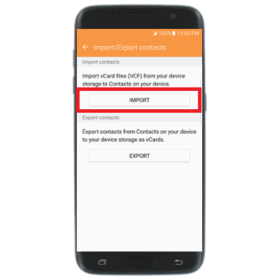 Import contacts to Samsung Galaxy S7