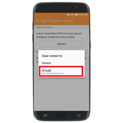 Save Contacts from Samsung Galaxy S7 to Google Account