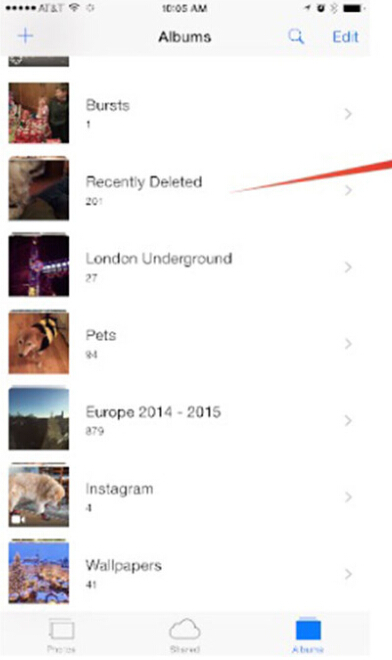 recently deleted photos on iphone