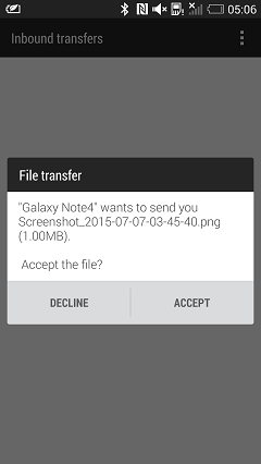 Transfer Files between two Android phone via Bluetooth