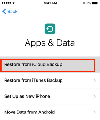 restore data from iCloud backup