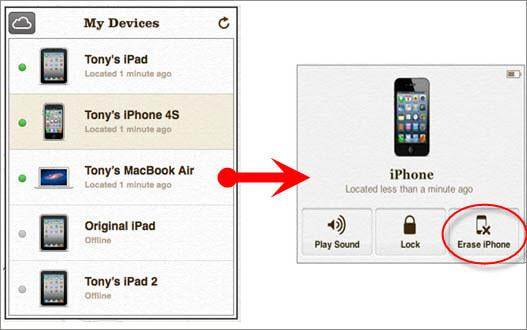 erase iphone password icloud find my iphone