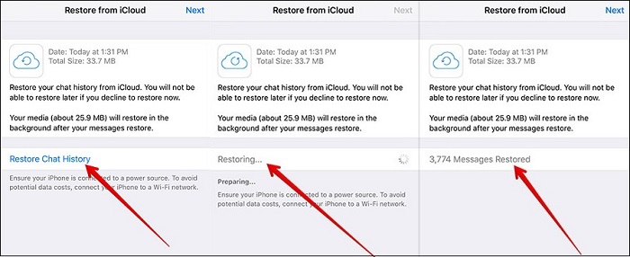 restore WhatsApp chat history on iPhone
