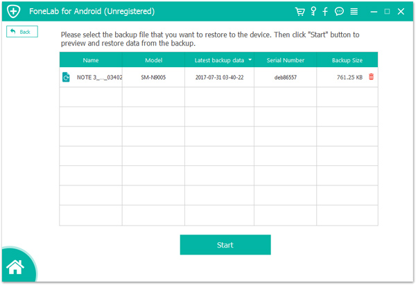 select WhatsApp backup history