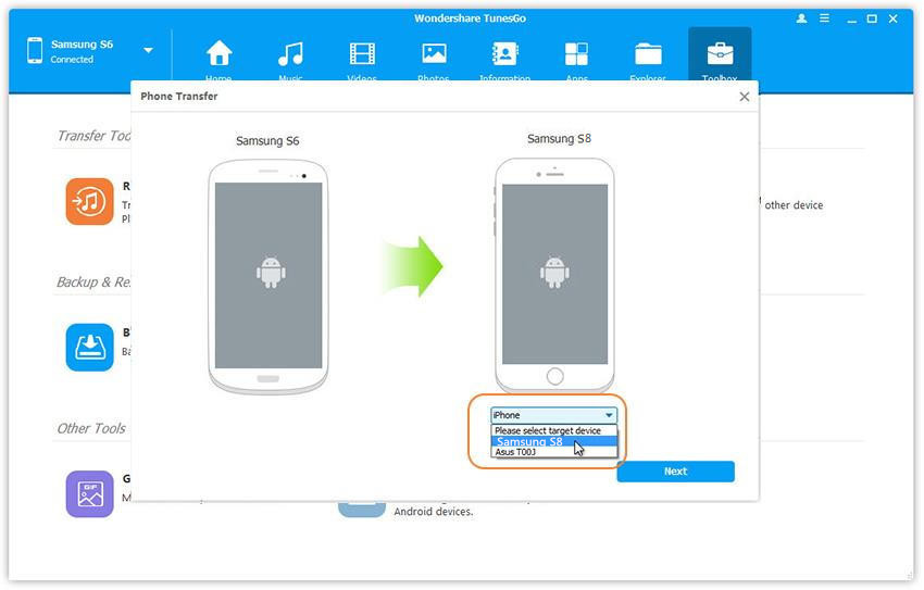 transfer samsung s6 to samsung s8